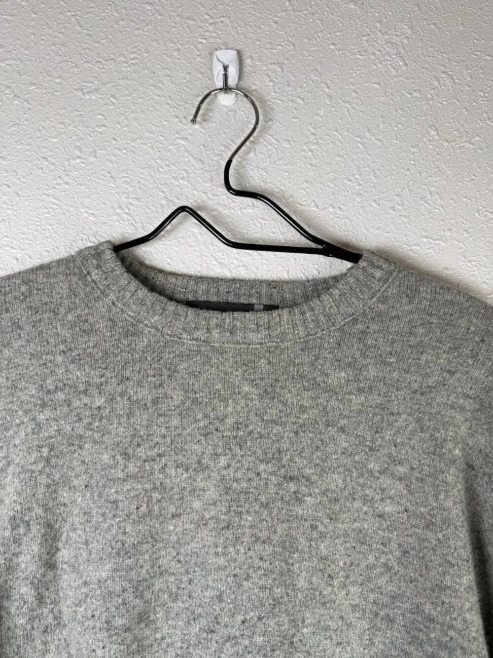 Fisherman Out Of Ireland Sweater Men XXL Gray Flecked Lambswool Knit Elbow Patch